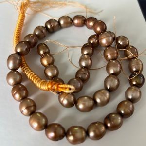 16” Strand of Spiral Golden Water-pearls